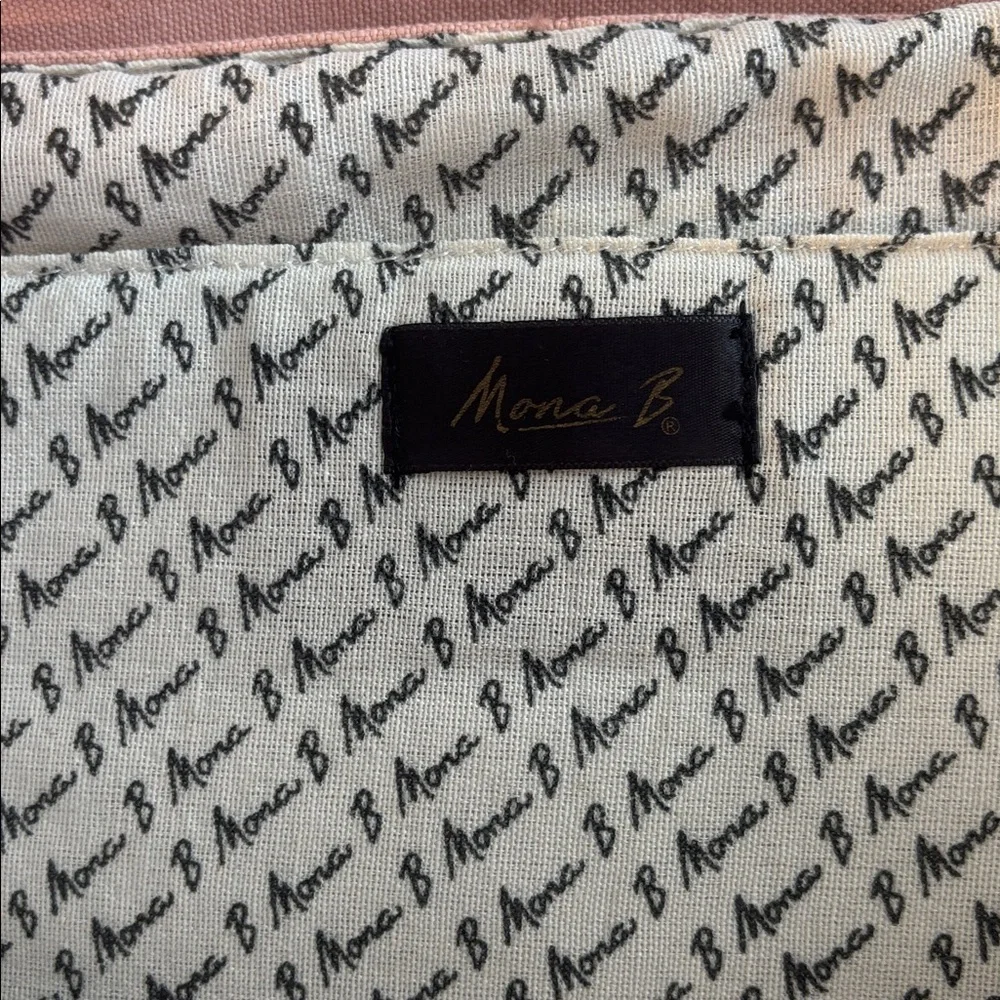 Mona B Pink and Tan Signature Canvas Messenger Computer Bag Tote